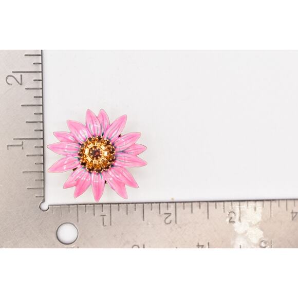 Lunch at The Ritz Vintage Pink Purple Dip Cone Flower Earrings Post Signed BinAZ - Picture 12 of 12